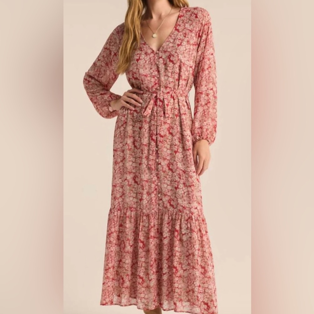 Z Supply Della Floral Print Dress in Crimson Crush *NWT*